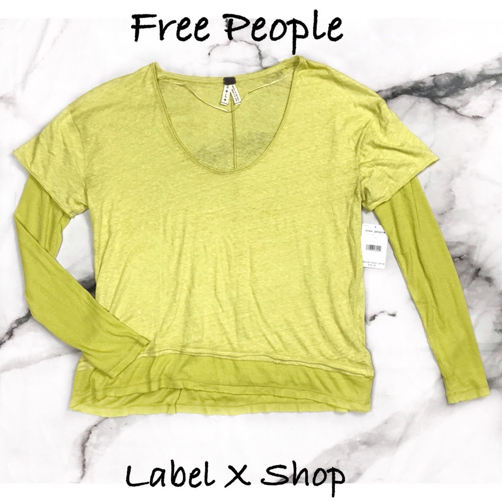 Free People Long Sleeve Magic Lime Top 🍈
